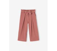 Pantacourt fille large gaze de coton style paperbag vieux rose 12A