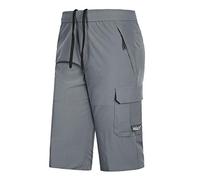 Pantacourt Homme Été, Short Homme Grande Taille Ample Décontracté Chic Couleur Unie Comfortable Séchage Rapide Respirant Pants De Bain Long 3/4 Coupe Classiques Multi-Poches pour Gym