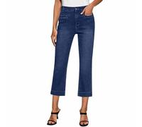 Pantacourt Jean Casual Femme Fluide d'été Shaping Jeans Taille Haute Elastique Coupe Droit Pants Denim Femmes Taille Elastique Ultra Confortable Jean Baggy Wide Leg Jambe Large Coupe Ample