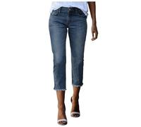 Pantacourt Jean Femme Droit- Pantacourt Été Décontracté Coupe Slim Chic Et Élégants Classiques Simple Élasticité Pantalons Confortable De Tous Les Jours Passe-Partout De Travail Pants