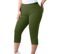 Pantacourt pour femme - Taille élastique - Longueur 3/4 - Legging d'été décontracté - Pantacourt grande taille - Pantacourt d'entraînement - Couches de base - Bas de la commande