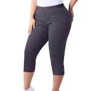 Pantacourt pour femme - Taille élastique - Longueur 3/4 - Legging d'été décontracté - Pantacourt grande taille - Pantacourt d'entraînement - Couches de base - Bas de la commande, violet, XXL