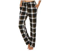 Pantal on Décontracté à Carreaux pour Femme Pantalons de Pyjama Jogging Confortable Pants avec Cordon de Serrage Bas de Pyjama Femmes Coton Léger Casual Elegant Trousers Pas Cher