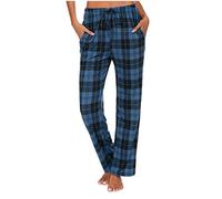 Pantal on Décontracté à Carreaux pour Femme Pantalons de Pyjama Jogging Confortable Pants avec Cordon de Serrage Bas de Pyjama Femmes Coton Léger Casual Elegant Trousers Pas Cher