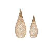 PANTALLA SET 2 BAMBU TECA 35X35X85 HECHO A MANO