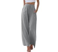 Pantalon 2026 pour femme à taille haute, jambe large, pantalon élastique tendance avec cordon de serrage, pantalon long confortable avec poches droites, Gy1., XL