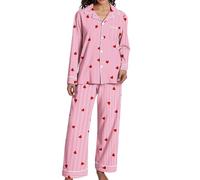 Pantalon 2026 pour femme, pyjama doux, vêtements de nuit confortables, tenue en deux pièces pour des nuits confortables et des matins décontractés., Rose, XXL