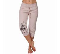 Pantalon 3/4 Femme Coton Pantacourt Fluide Elastique avec Poches Coton Survêtement Décontractée Pants De Jogging Pantalons Court Large Femme D'été