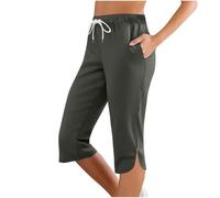 Pantalon 3/4 Femme Été Décontracté Coton Pantalons Elastique Corsaire a Nouer Sport Panta Court Taille Elastique Pantalon Chic Et Elegant 2025
