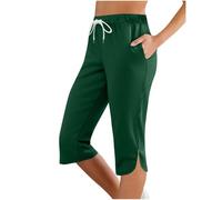 Pantalon 3/4 Femme Été Décontracté Coton Pantalons Elastique Corsaire a Nouer Sport Panta Court Taille Elastique Pantalon Chic Et Elegant 2025