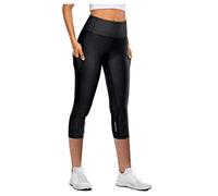 Pantalon 3/4 pour femme - Pantalon capris - Pantalon d'été léger - Taille haute - Noir - Opaque - Pantalon de course - Pantalon de yoga - Pantalon de sport actif - Legging de sport pour le sport et la