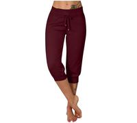 Pantalon 7/8 Femme Été, Coupe Slim Ajustée, Taille Haute Élastique Cordon Serrage, Poches, Léger Respirant Stretch, Look Sport Chic Décontracté, Polyvalent Quotidien Bureau Sortie Voyage