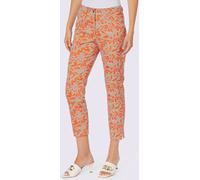 Pantalon 7/8 fentes latérales à l'ourlet - Ashley Brooke - beige-orange imprimé BEIGE-ORANGE IMPRIMÉ 36