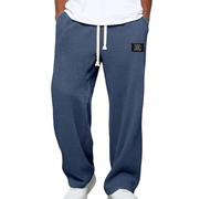 Pantalon à carreaux pour homme Texture Cordon de serrage à la taille Jambe large Droite, Pantalon de jogging ample et léger en molleton, noir foncé, S
