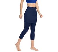 Pantalon à enfiler pour personnes âgées - Capris avec jupe élastique - Poches - Tennis - Leggings - Pantalon de yoga - Pantalon portefeuille, Marine, XXL