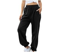 Pantalon à évasement pour femme - Bas de jogging - Pantalon de jogging - String d'entraînement - Taille haute - Yoga Loungeho - Aspect cuir, Noir , XXL