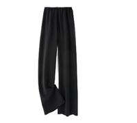 Pantalon à Jambes Larges étroites en acétate Texture d'été Mince pour Femme Pantalon décontracté drapé Taille Haute Droite pour Porter de la Soie glacée-经典黑-L