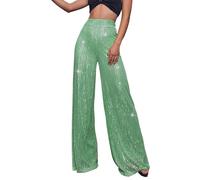 Pantalon à Paillettes Métallique Pour Femme - Taille Haute - Long et Ample - Été - Bureau - Grandes Tailles, GN1., S