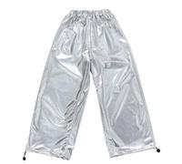 Pantalon à paillettes pour enfants en mélange de coton mélangé taille élastique réglable à paillettes scintillantes pour anniversaire, danse et séance photo, coupe respirante