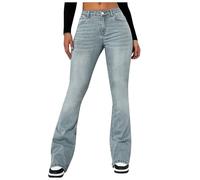 Pantalon À Pattes D'éléphant Femme - Pantalon Jean Femme Taille Haute Élastique - Pantalon Évasé Funcky Ajusté avec Poches Extensible Et Robuste Jambe Droite Coupe Évasée