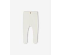VERTBAUDET Pantalon à Pieds bébé en Tricot Coton/Laine Blanc 6M(67CM)
