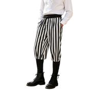 Pantalon à rayures avec taille élastique et poches pour fêtes Cosplay et performance sur scène. Pantalon de pirate médiéval pour homme style gothique Wiking Renaissance avec cordon de serrage, Noir