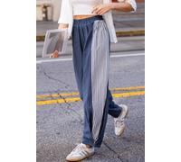 Pantalon à rayures jambe fuselée Bleu S