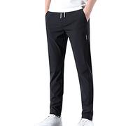 Pantalon à séchage rapide pour homme en soie glacée Pantalon de survêtement léger pour homme Pantalon d'été confortable à taille élastique Pantalon d'été respirant Coupe droite Pantalon de survêtement