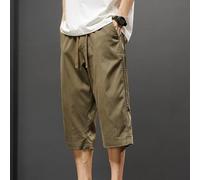 Pantalon à sept points en polyester décontracté pour homme, gris marron