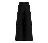 Pantalon Ã©vasÃ© en daim synthÃ©tique doux Ã taille haute femme QS Noir 32