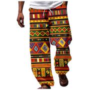 Pantalon Africain Homme Taille Élastique- Pantalon Jogging Imprimé Vintage Ethnique Style Casual Hawaii De Plage Loisirs Vacances Léger Tendance Respirant Ample Grande Taille Pants Pas Cher