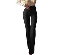 Pantalon Amincissant Femme - Femmes décontracté été Solide élastique Taille Haute Pantalon Mince Yoga Sport Corne Pantalons décontractés Course Pantalons de Sport Jean Taille Haute Bleu (Black-A, XL)