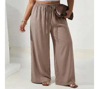 Pantalon ample à jambe droite en satin résistant aux plis, grande taille, convient pour la Saint-Valentin, pour une silhouette en sablier 0XL,1XL,2XL,3XL,4XL,5XLPortraitTissu tissé