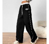 Pantalon ample à jambes larges pour adolescentes, style décontracté avec bloc de couleur à la taille, garniture contrastée, coupe relax, pantalon long de loisir, pour la Saint-Valentin 14Y,13Y,16Y,15Y