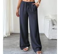 Pantalon ample à jambes larges pour femmes, couleur unie, taille nouée, poches latérales, style décontracté pour vacances et trajets, pour femmes grandes Tall XS,Tall S,Tall M,Tall L,Tall XLUnicoloreT