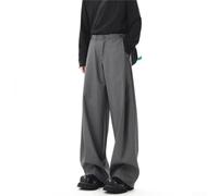 Pantalon ample de couleur unie pour homme, style drapé tendance pour un confort quotidien (L gris)