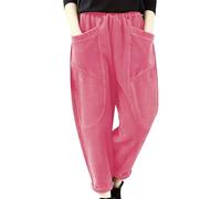 Pantalon Ample en Velours Côtelé pour Femme - Pantalon en Velours Côtelé Stretch pour Femme Sarouel Couleur Pure Bottoms Chic Pantalons avec Deux Poches Pants Grande Taille Pant Automne Sarouel