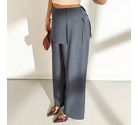 Pantalon ample pour femmes de grande taille, pantalon à design double couche de style haute connaissance ajustement slim, pantalon gris pour femmes, pantalon pour le travail, pantalon ample, pantalon 