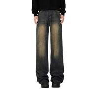 Pantalon ample pour homme, coupe ample, coupe droite, jambe large, convient pour un usage quotidien, lieu de travail et à la maison avec taille moyenne et tissu légèrement extensible (XL bleu)