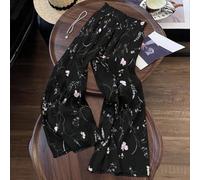 Pantalon ample taille haute à fleurs d'abricot, style casual printemps/été, peut être assorti avec une ceinture vintage, élégant pour un port quotidien, convient pour le bureau, la saison de remise de