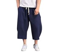 Pantalon baggy à jambes larges pour homme avec entrejambe suspendue et poches mi-hautes, pour le style hip hop, Marine, XXL
