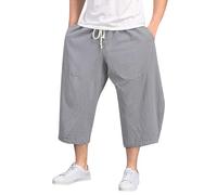 Pantalon baggy à jambes larges pour homme avec entrejambe suspendue et poches mi-hautes, pour le style hip hop, gris, M