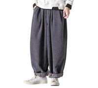 Pantalon Baggy en Velours Côtelé pour Homme Couleur Unie Pantalon de Kung Fu Ample Décontracté Rétro Bas Hip Hop