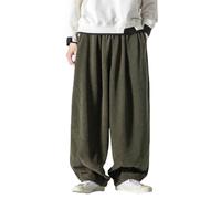 Pantalon Baggy en Velours Côtelé pour Homme Couleur Unie Pantalon de Kung Fu Ample Décontracté Rétro Bas Hip Hop