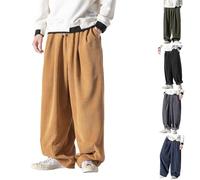 Pantalon Baggy en Velours Côtelé pour Homme Couleur Unie Pantalon de Kung Fu Ample Décontracté Rétro Bas Hip Hop
