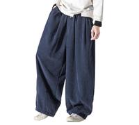 Pantalon Baggy en Velours Côtelé pour Homme Couleur Unie Pantalon de Kung Fu Ample Décontracté Rétro Bas Hip Hop
