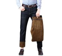 Pantalon Baggy Homme - Thermique De Neige Teddy Polaire Chaud Doublé d'hiver Jambe Droite Peluche Polaire Thermique (Black 34)