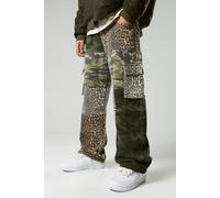 Pantalon baggy léopard patchwork à imprimé camouflage homme - kaki - 36, kaki