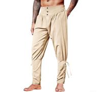 Pantalon bandage médiéval pour homme - Pantalon de style pirate gothique, Renaissance - Convient pour les réunions à thème et l'art de performance - Taille M - Beige