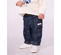 Pantalon bébé en denim imprimé bateaux Petit Bateau - bleu - Taille 6 mois 6M bleu/écru